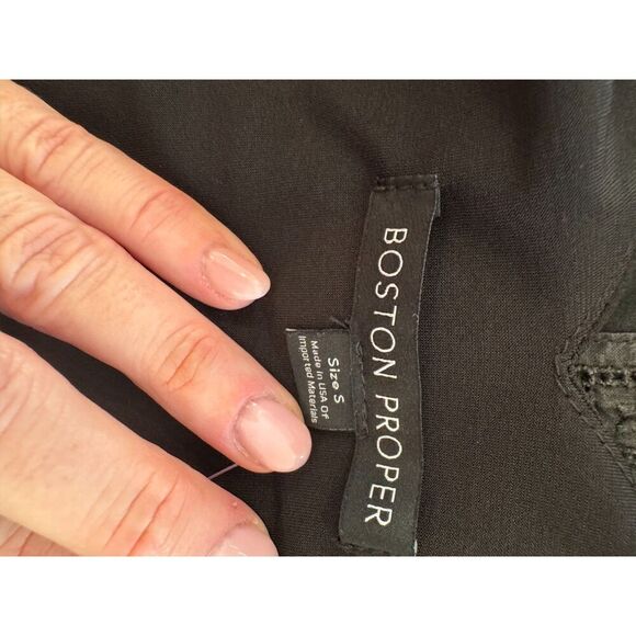 Elegant Boston Proper Cross-Front Dress in Jet Black, Size Small - Picture 3 of 4